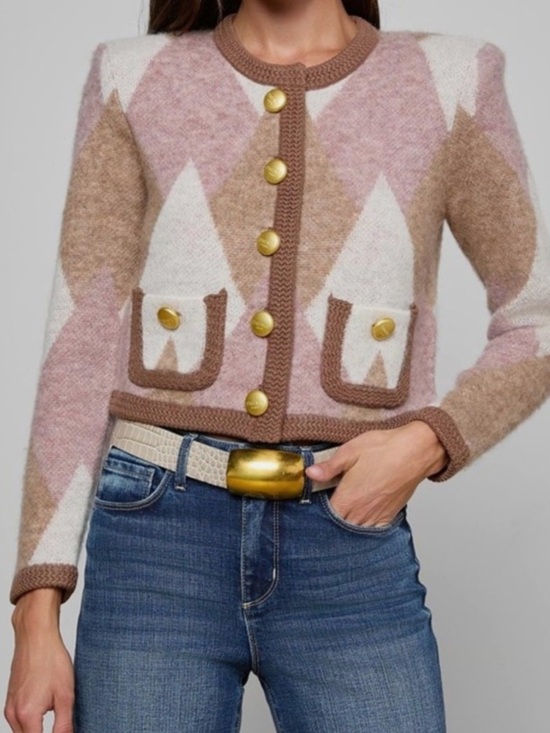 L'AGENCE Sweaters - L'AGENCE
Siobhan Fuzzy Argyle Cardigan